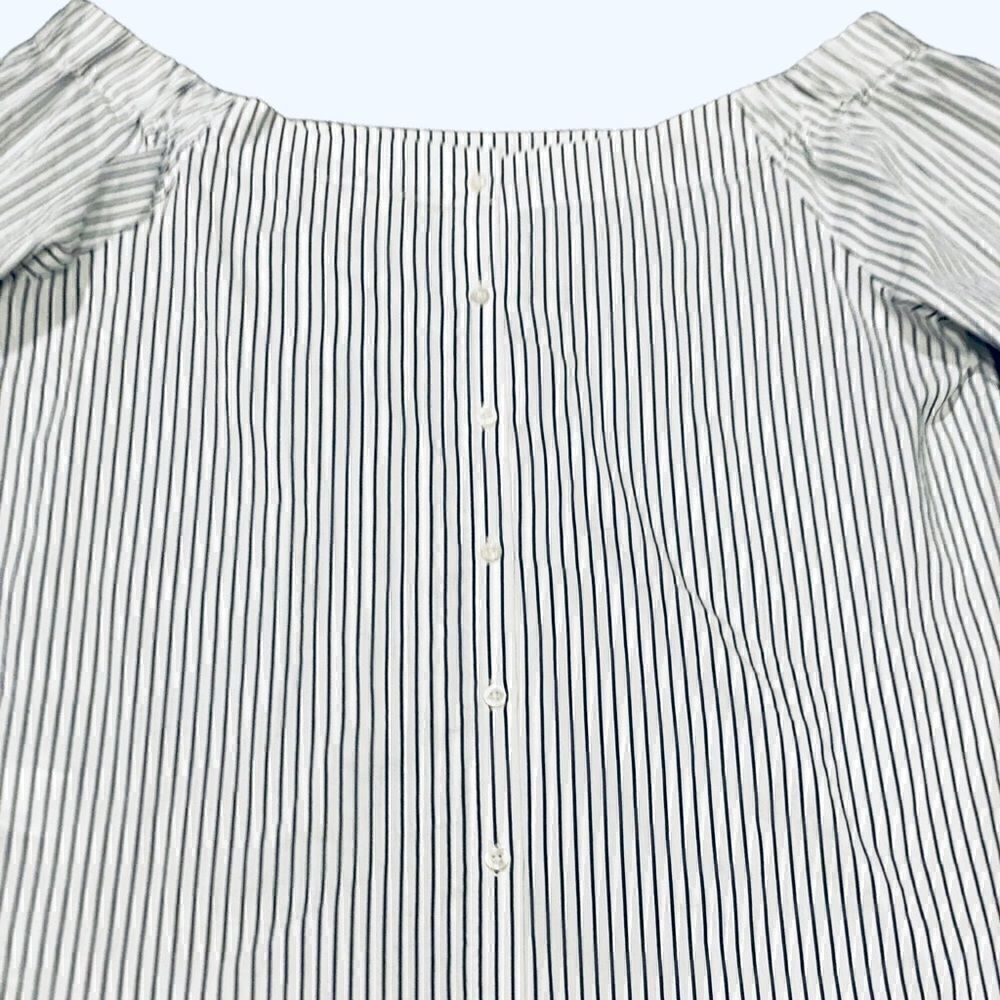 Artisan NY  Off The Shoulder Stripe Cotton Button Down Shirt - Picture 4 of 13